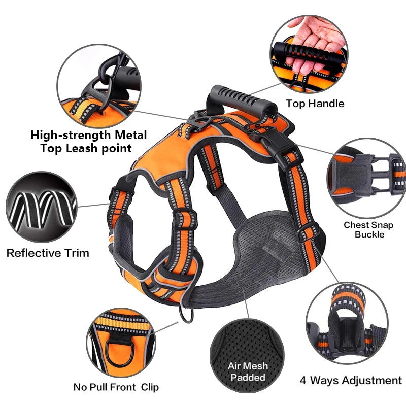 Breathable No-Pull Reflective Dog Harness Vest