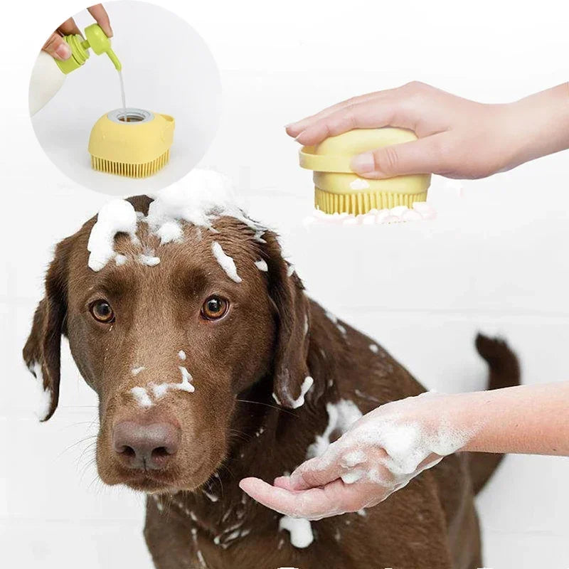 Pet Bath Soap-Dispensing Massage Brush