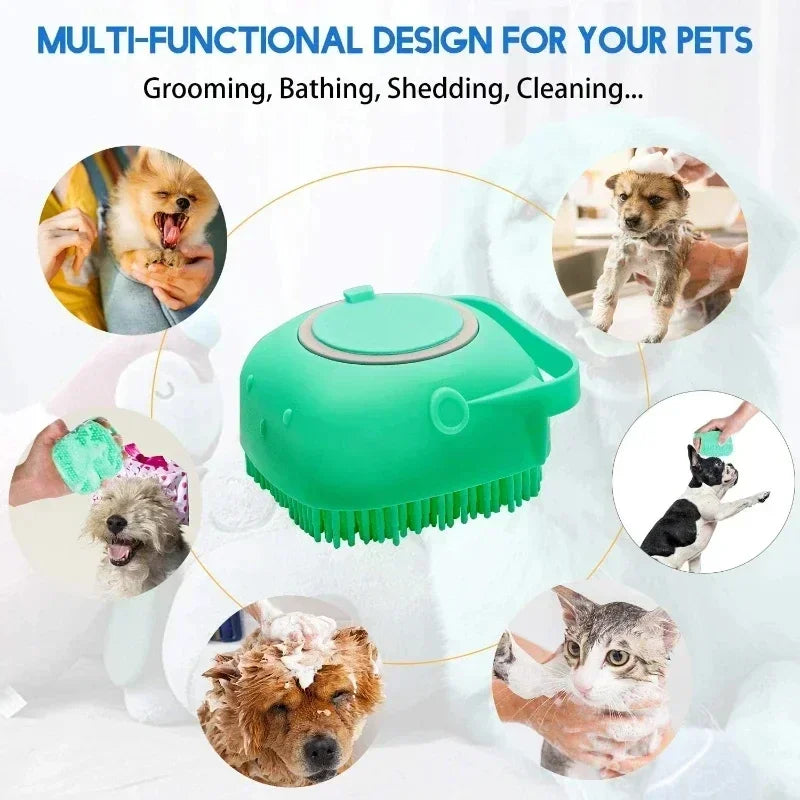 Pet Bath Soap-Dispensing Massage Brush